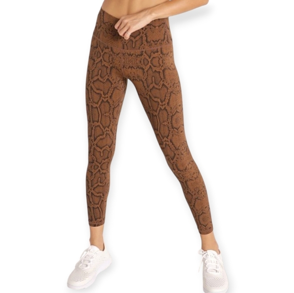 Varley Luna 25" Leggings Brown Burnt Snake Print Medium - Picture 1 of 16